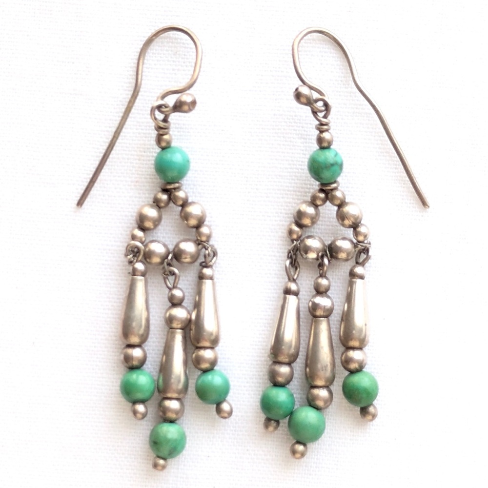 Larimar Dangle Drop Chandelier Beaded Southwestern Earrings